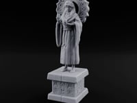 Halo-Backed Glyph-Pedestaled Robed Saint Statue turntable