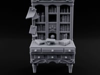 Scroll-Pinned Fleur-Carved Scholar's Bureau Bookcase turntable