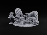 Cozy, Book-Piled Bookshop Furnishing D turntable