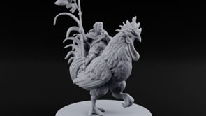 Dawn Marches Under His Banner Halfling Captain on Axe Beak turntable