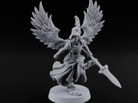 Dawn Lands Running Aasimar Female Paladin with Spear and Feathered Wings turntable