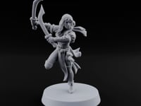 Never Lands Twice in One Spot Human Female Rogue with Twin Curved Blades turntable