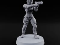 Sights Locked, Mic Live Human Female Officer with Sci-Fi Pistol and Headset turntable
