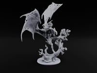 Ragged Wings, Regal Seat Vampire Female Lord on Winged Bat Mount with Axe turntable