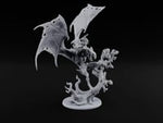 Ragged Wings, Regal Seat Vampire Female Lord on Winged Bat Mount with Axe turntable