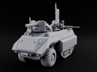 Saber Out, Skull Flying Human Officer and Gas-Masked Crew in Armoured Half-Track with Rotary Cannon turntable