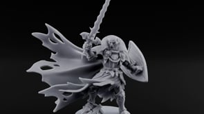 Tattered Cape, Fresh Fangs Vampire Lord with Wavy Sword and Shield turntable