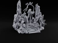 Three Scholars, One Bad Feeling Human Investigators on Standing-Stone Hilltop Diorama turntable
