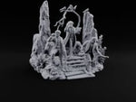 Three Scholars, One Bad Feeling Human Investigators on Standing-Stone Hilltop Diorama turntable