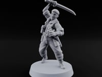 Steel Arm, Stolen Blade Human Officer with Katana and Mechanical Arm turntable