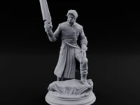 Grinning Over the Cut Human Man with Serrated Cleaver Blade and Long Greatcoat turntable