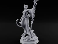 Serpent Staff, Silken Hem Tiefling Female Druid with Serpent-Wrapped Crystal Staff turntable