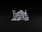 Axle Gave Out Mid-Harvest Broken Hay Cart with Crow and Rat on Rubble Base turntable
