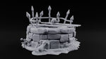 Rats Found the Bottom First Ruined Stone Well with Spiked Fence, Wooden Planks and Rats on Scenic Base turntable