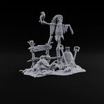 Crow Still Waits for Orders Rotting Scarecrow with Crow, Fence, Sacks, Shovels and Rats on Scenic Base turntable