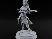 Velvet Rope Poise Elf Female Hostess in Tall Cap and Cape with Presenting Hands turntable