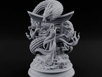 Serenade for a Sleeping Serpent Imperial Dragon Coiled Around Torii Gate with Female Flautist turntable