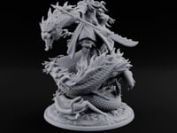 Stands Tall on Coiled Fury Human Bearded Warrior with Glaive and Coiled Eastern Dragon turntable