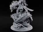 Stands Tall on Coiled Fury Human Bearded Warrior with Glaive and Coiled Eastern Dragon turntable