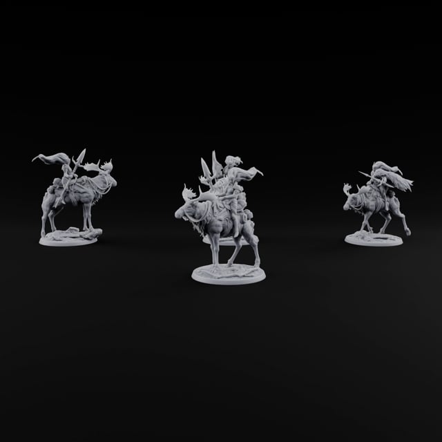 Riding Out Under Northern Lights Elf Elk Riders turntable