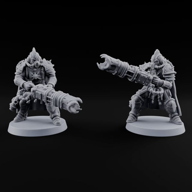 Fuel Line Hissing Human Gas-Masked Flamer Gunners turntable