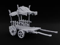 Awning Up, Shafts Down Wooden Market Cart with Canopy turntable
