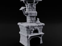 Smoke Rises Through the Mushroom Cap Stone Oven with Tall Chimney turntable