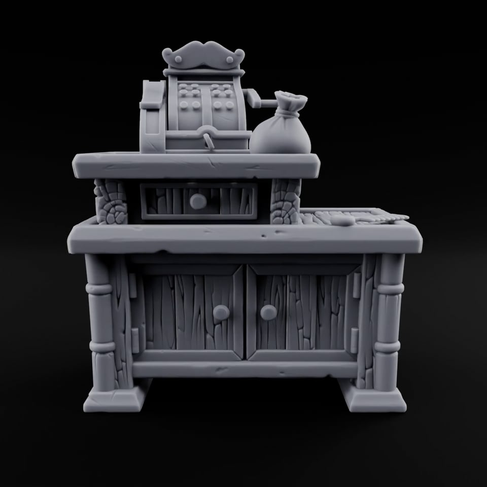 Moustache Money Counts Wooden Shop Counter turntable
