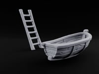 Not Seaworthy Yet Wooden Rowboat with Ladder turntable