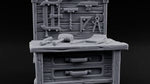 Tools Hung, Mallet Dropped Wooden Carpenter Workbench turntable