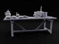 Supper Served Long Before Seating Wooden Kitchen Table turntable