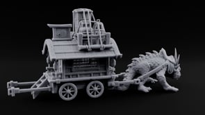 Spiny Beast Draws the Shop Creature-Drawn Wooden Vendor Wagon turntable