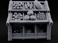Harvest Tiers, Sack Below Wooden Produce Display Rack turntable