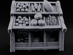 Harvest Tiers, Sack Below Wooden Produce Display Rack turntable