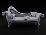 Chapter Left Open, Owner Gone Ornate Tufted Chaise Lounge turntable