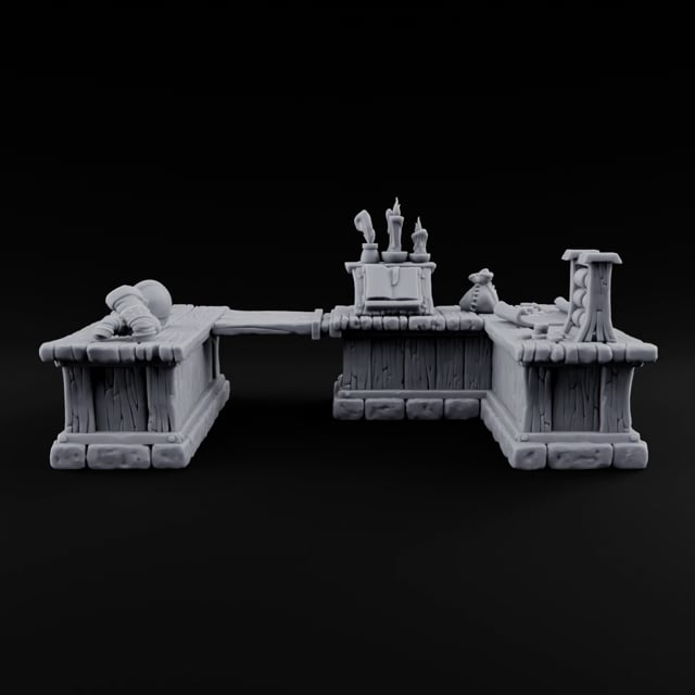 Arms Dealer's Horseshoe Wooden Merchant Counter turntable