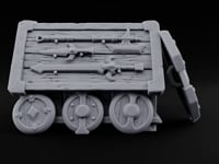 Wheels Fitted, Arsenal Hidden Wooden Weapons Crate on Wheels turntable