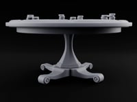Stakes Stacked, Chairs Pushed Back Wooden Game Table A turntable
