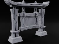 Hay Cart Left Mid-Lane Wooden Town Street Scenery D turntable