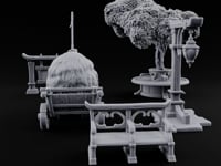 Hay Cart Left Mid-Lane Wooden Town Street Scenery Set turntable