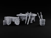 Swords Rest, Buckets Remember Wooden Weapons Table Set turntable