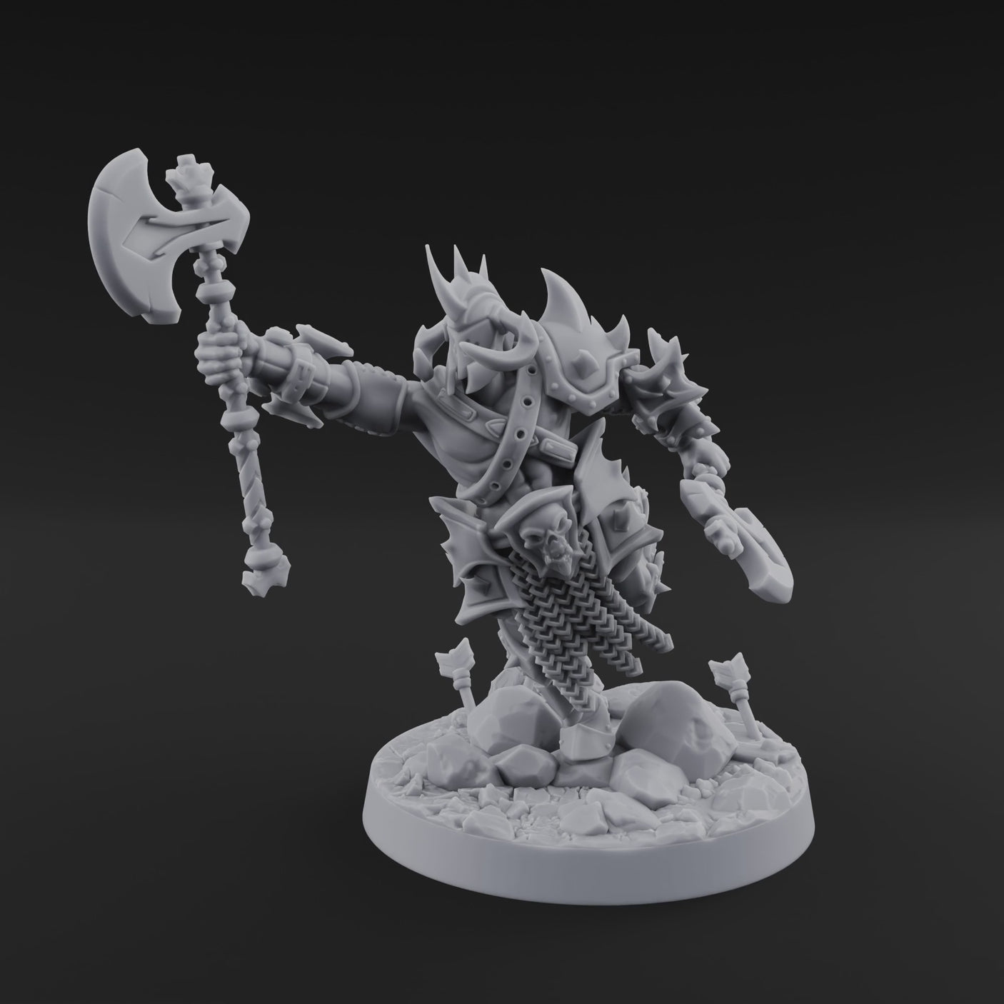 Axe Held High Ornate Human Warlords E