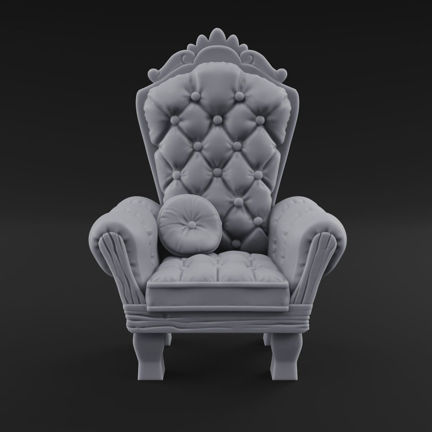 Button-Tufted Throne Chair