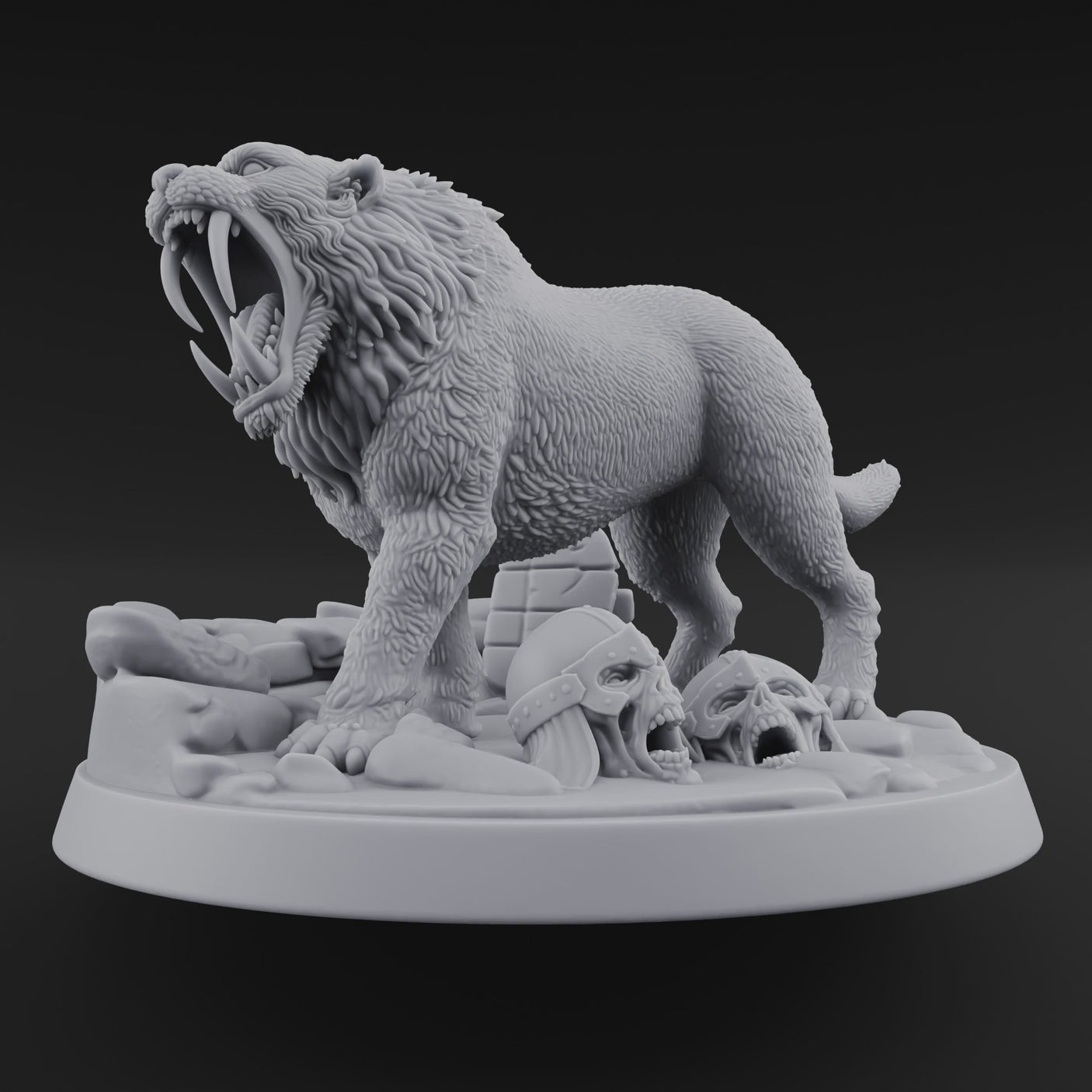 Fangs Bared Triumphant Smilodon Beast