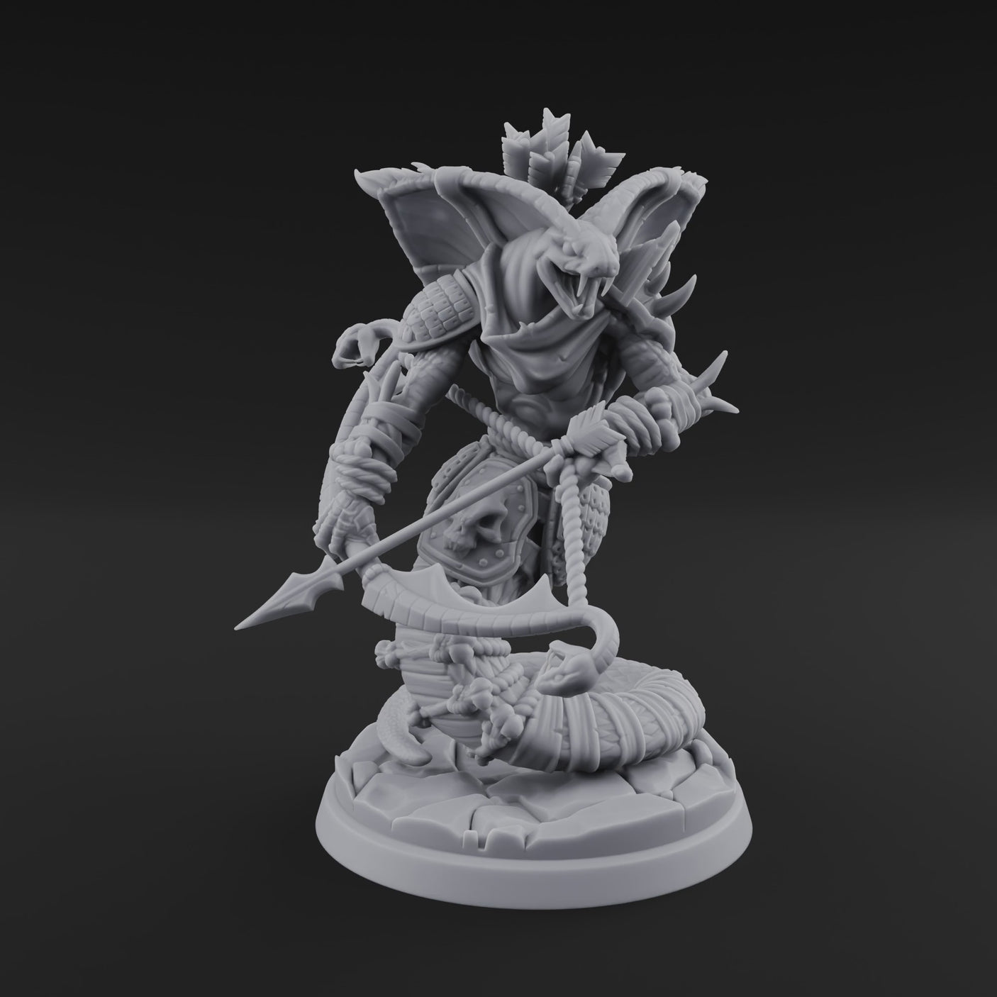 Spear Thrust Snarling Naga Warrior A