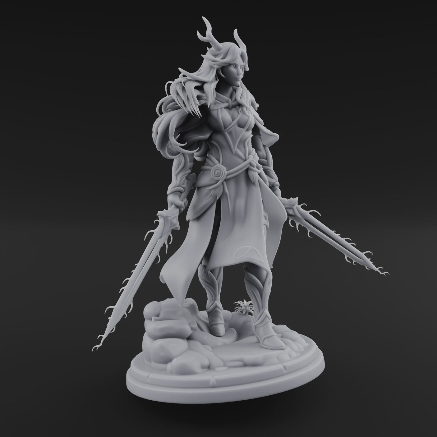 Swept Back Striding Tiefling Warlord