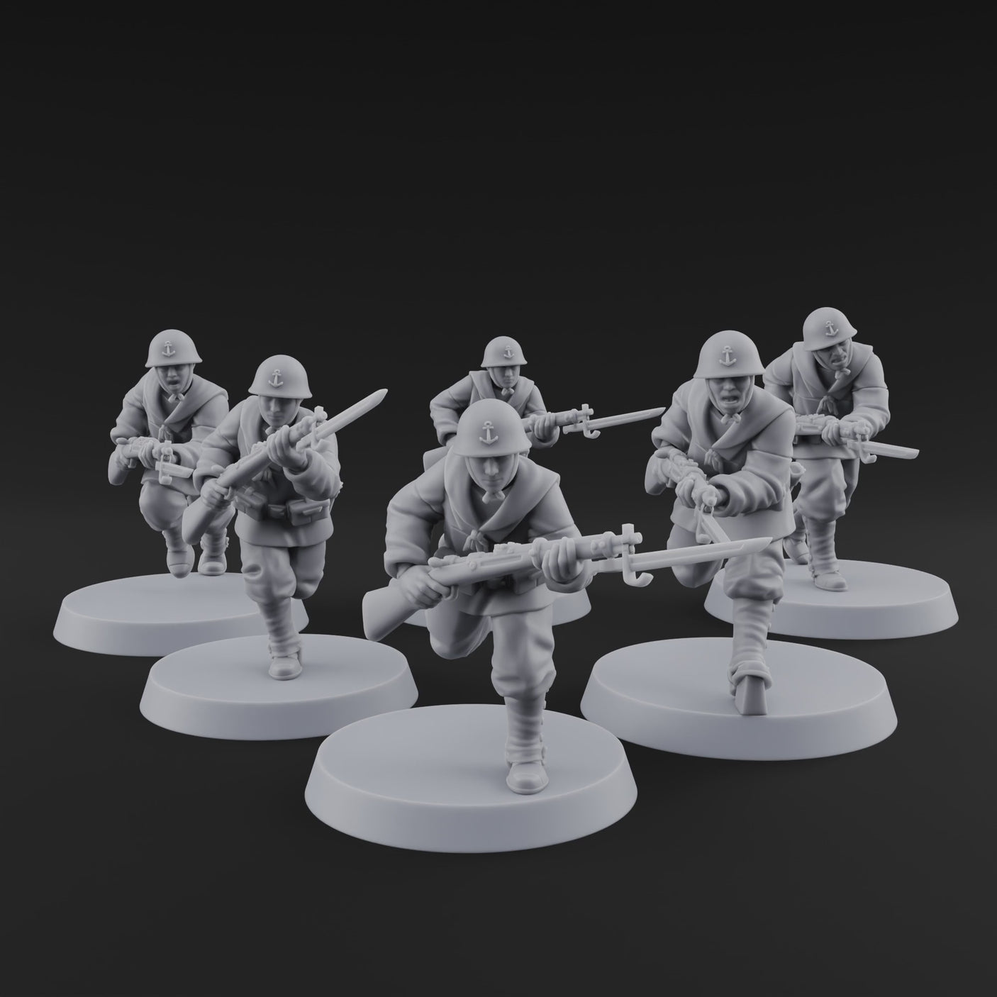 Bayonet Charging World War 2 Japanese Riflemen