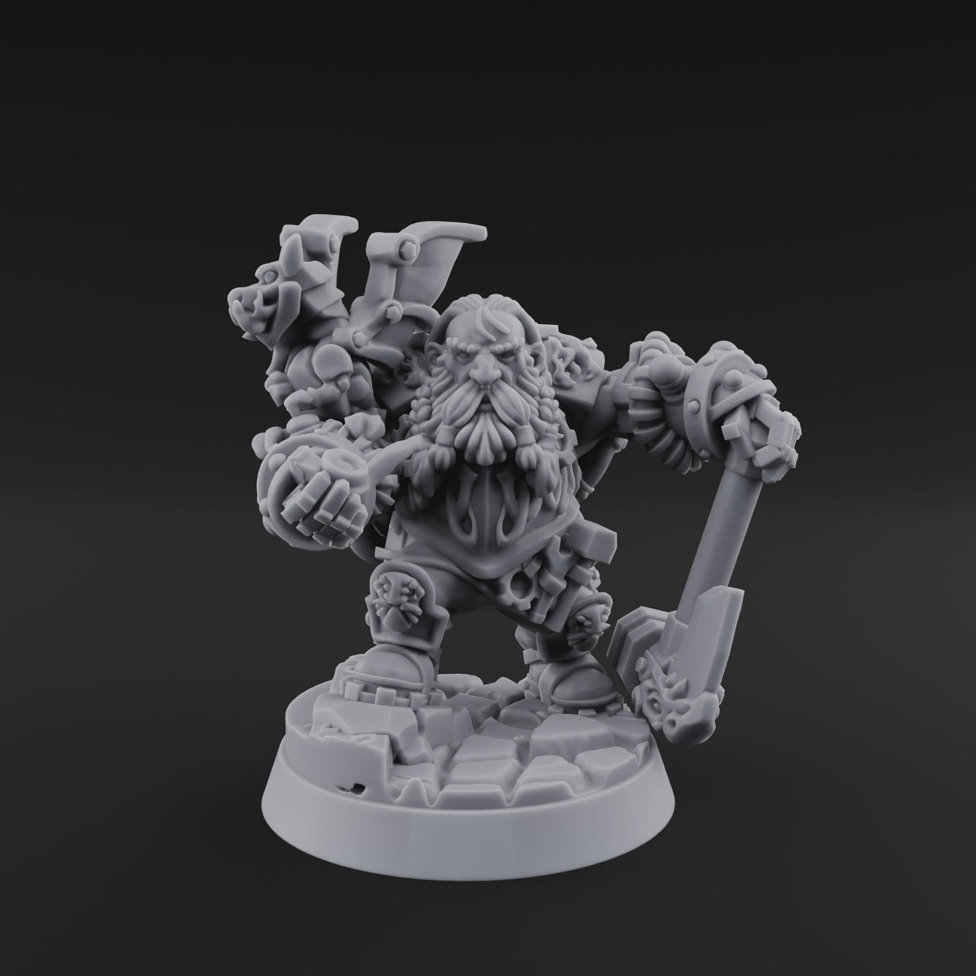 Arms Raised Bellowing Dwarf Artificer