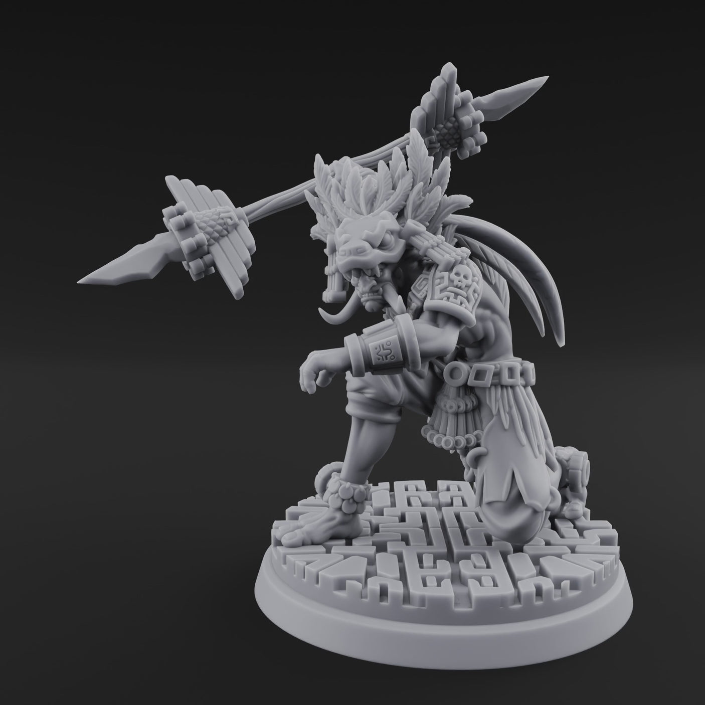 Aztec Inspired Spear Held High Hobgoblin Warrior A