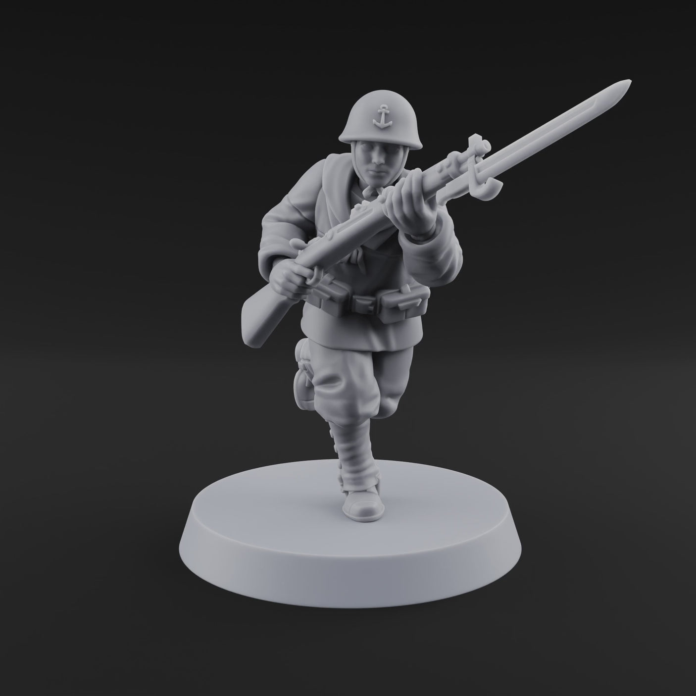 Bayonet Charging World War 2 Japanese Riflemen A